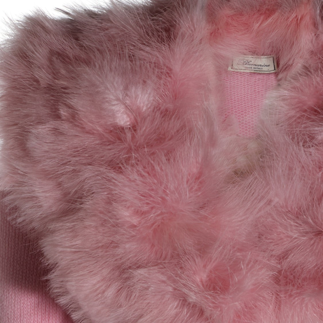 Blumarine Long-Sleeved Button-Up Sweater With Fluffy Fur Collar