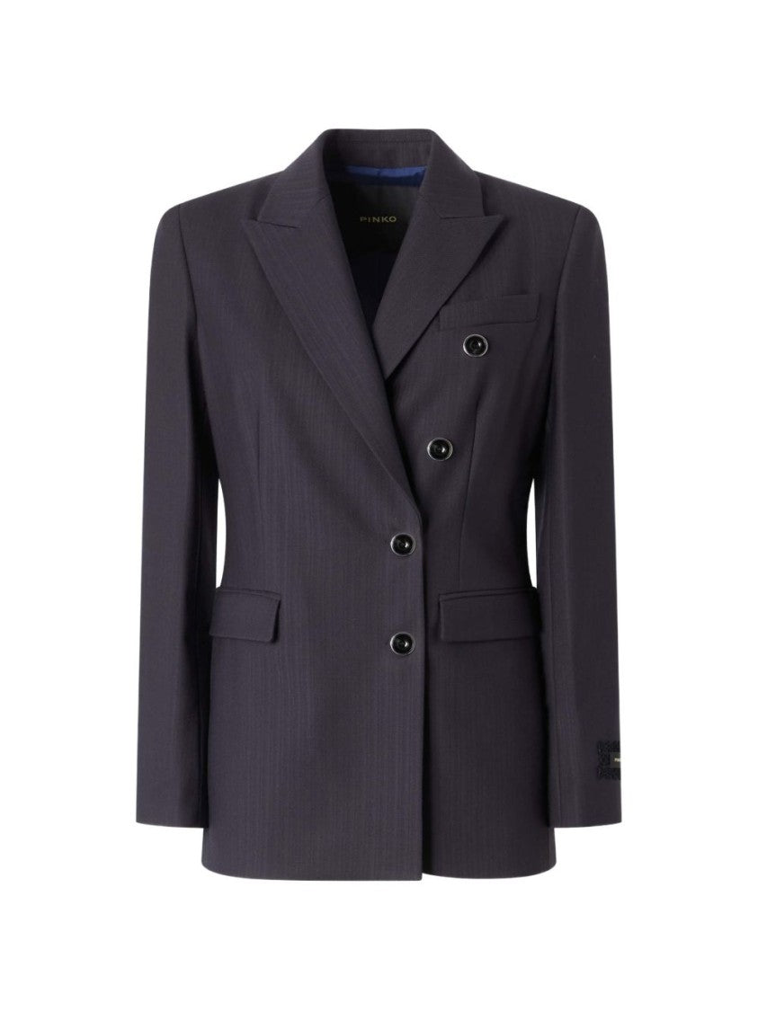 Pinko Black Tailored Double-Breasted Structured Blazer