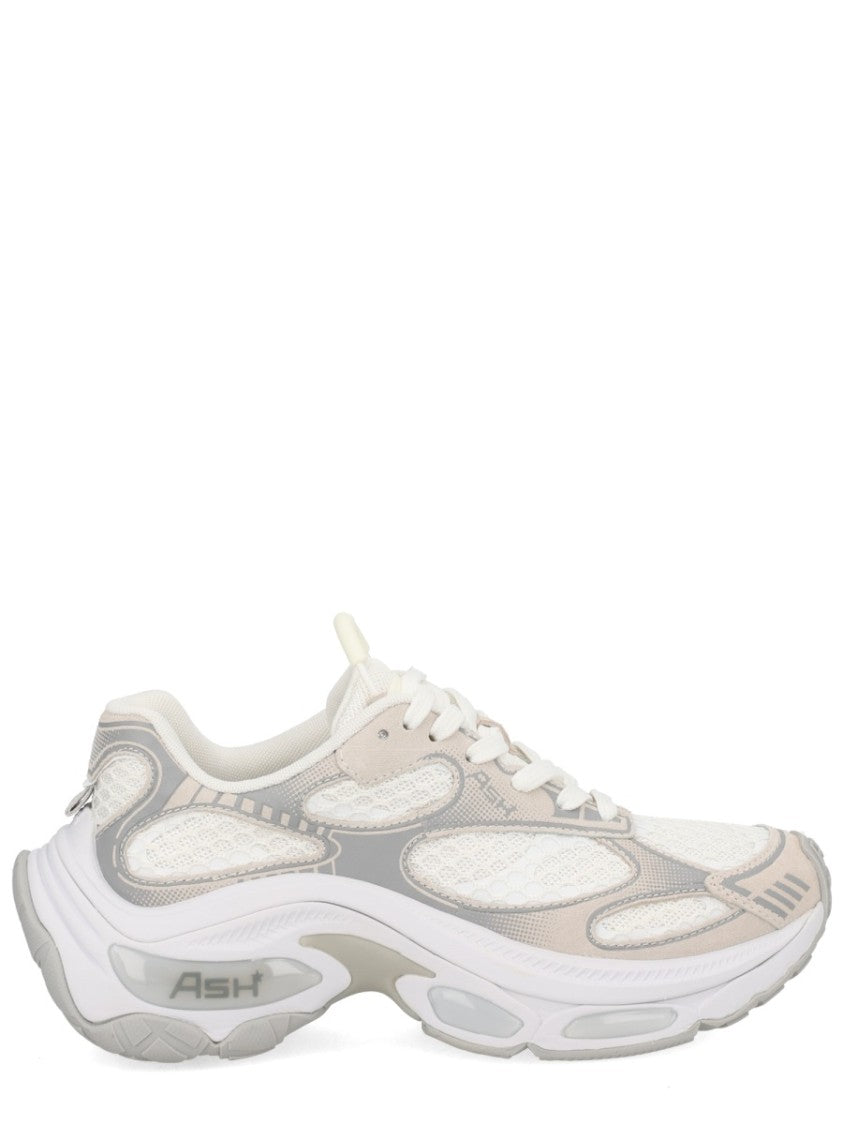 Ash White Dragon Leather Fabric Sneakers