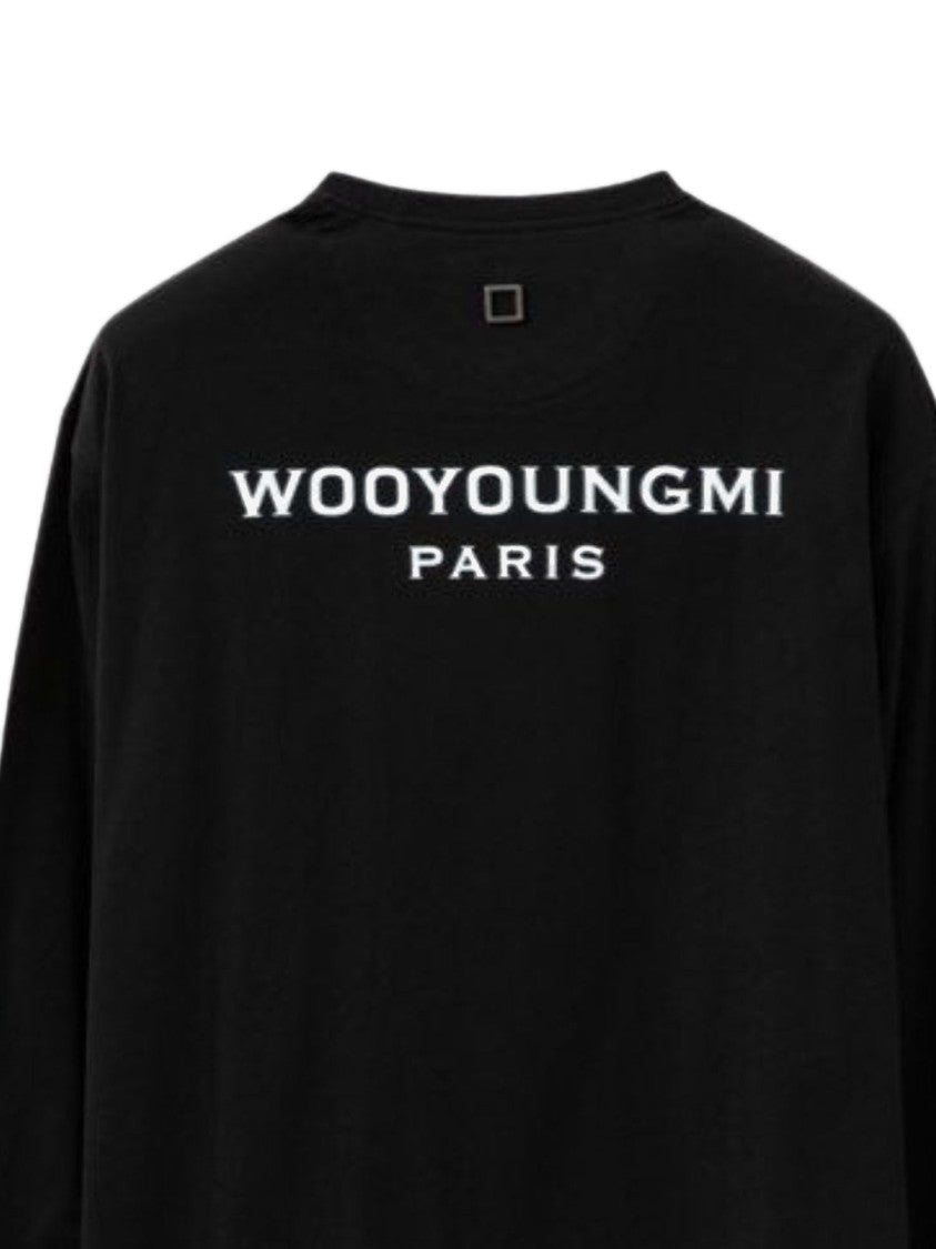 Wooyoungmi Relaxed-Fit Black Cotton Sweater With Logo Accents