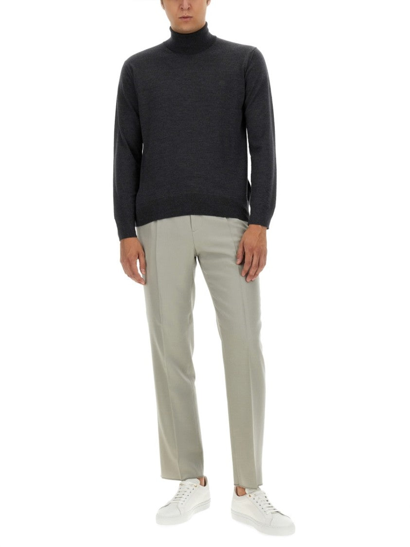 Etro Fitted Grey Wool Turtleneck