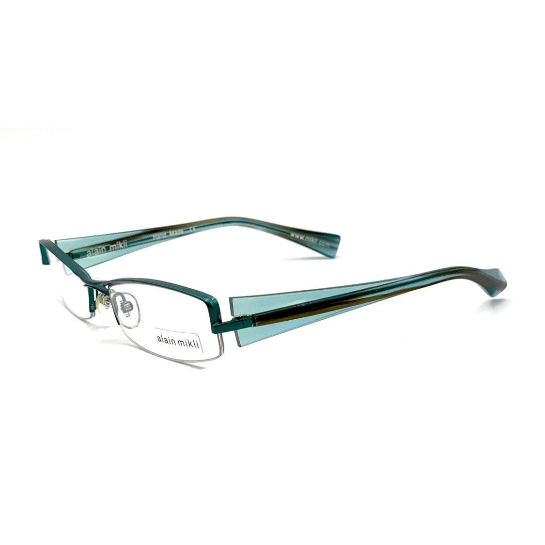 Alain Mikli Green A0656 Metallic Rectangular Eyeglasses