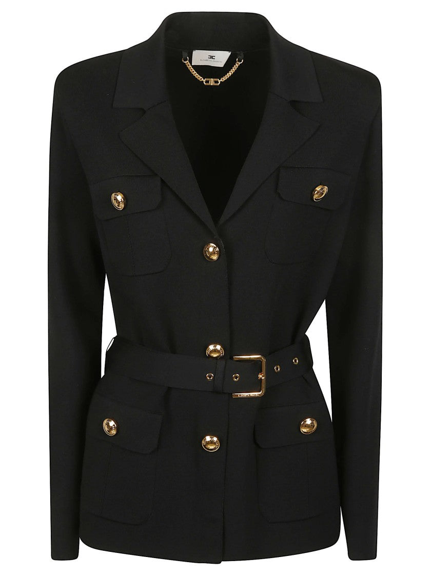 Elisabetta Franchi Tailored Gold Accent Viscose Blend Jacket