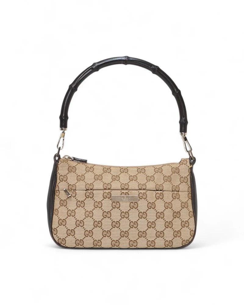 Gucci Bamboo Small Gg Supreme Brown Shoulder Pad