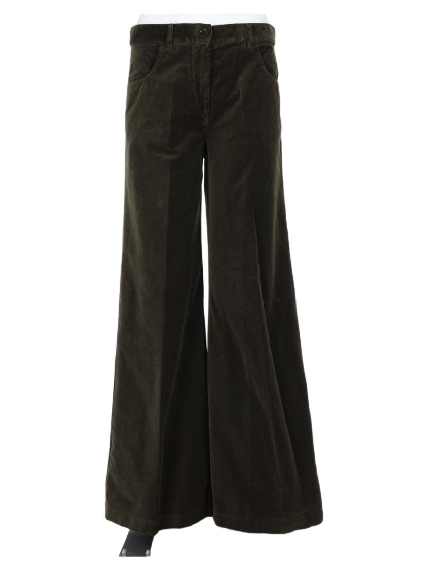 Aspesi Wide-Leg Cotton Velvet Trousers With High Waist And Relaxed Fit