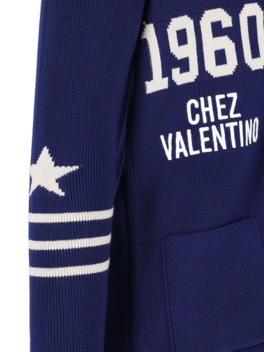 Valentino "Chez Valentino" Wool Cardigan – Navy