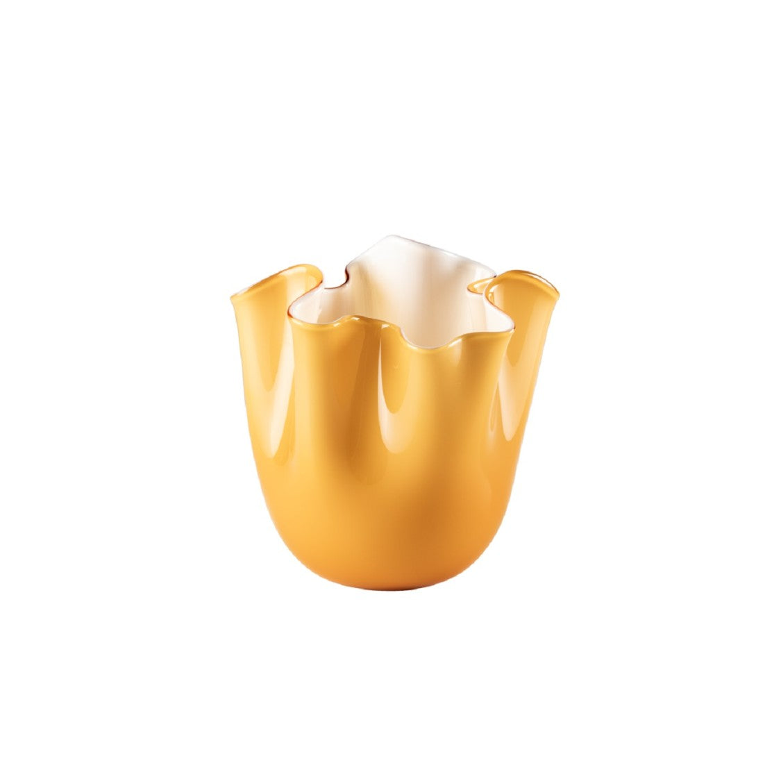 Venini Medium Sandblasted Opalino Fazzoletto Vase