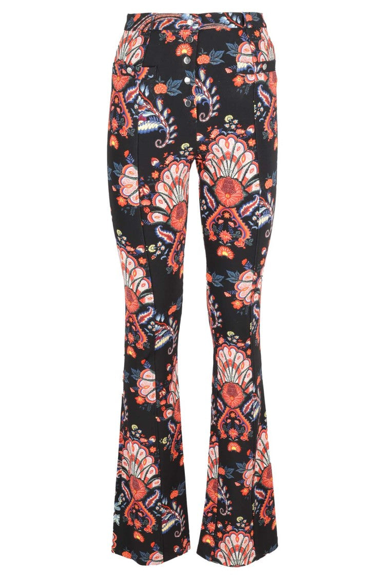 Paco Rabanne Boot-Cut Fitted Pants With Floral Pattern