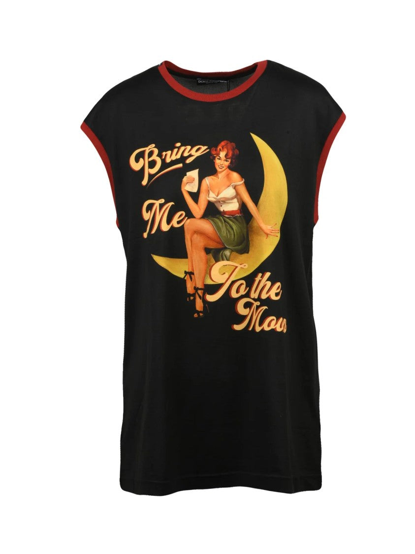 Dolce & Gabbana Black/Yellow Vintage Graphic Contrast Cotton T-Shirt
