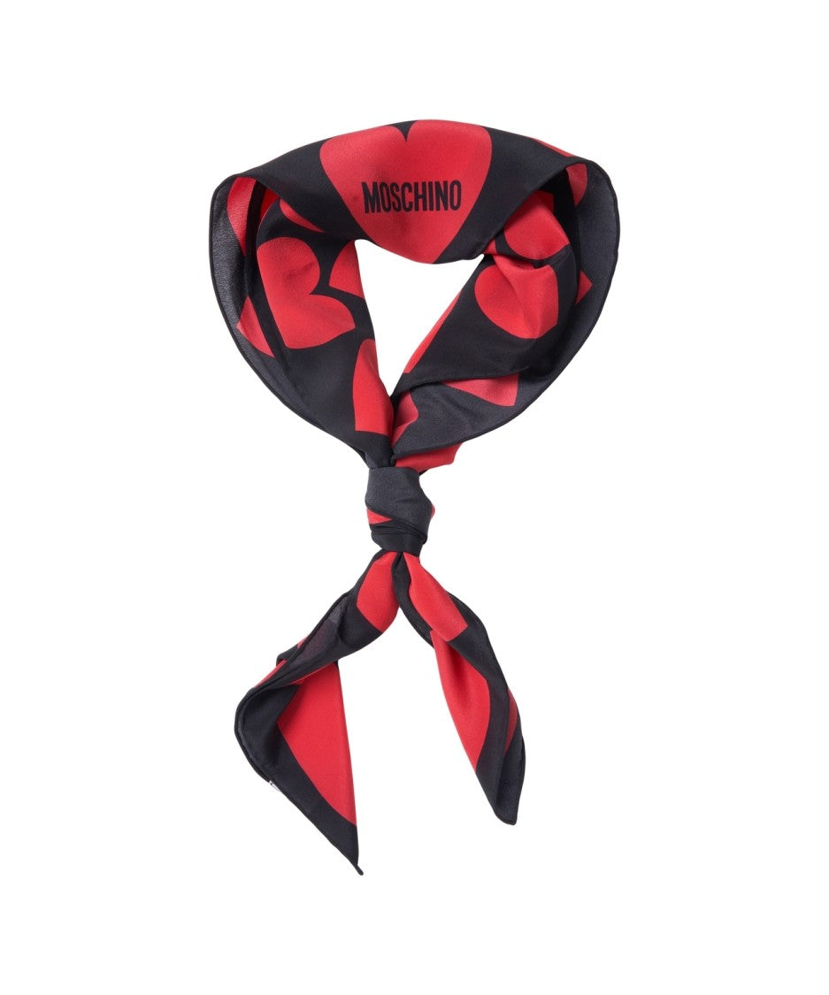 Moschino Silk Scarf With Heart Print