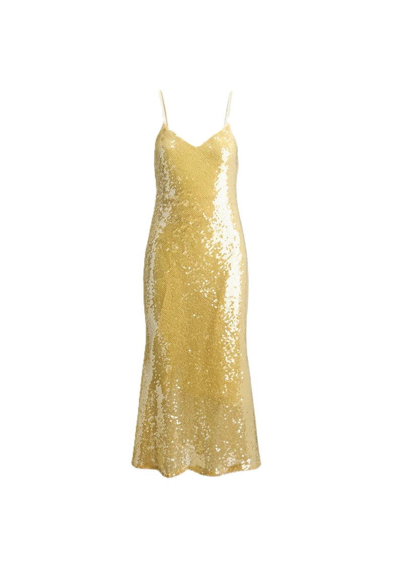 Lauren Ralph Lauren - Sequinned Sleeveless Cocktail Dress - Womens - Yellow