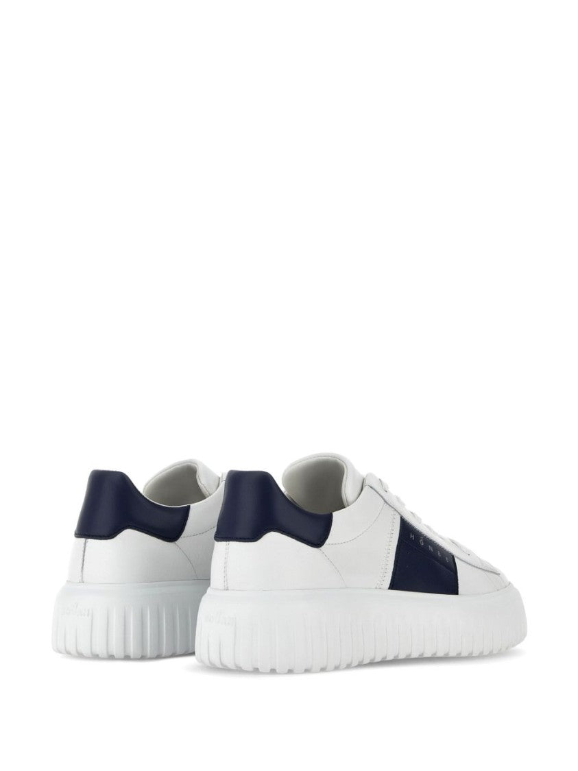 Hogan Panelled Design Calf Leather Sneakers With Chunky Sole