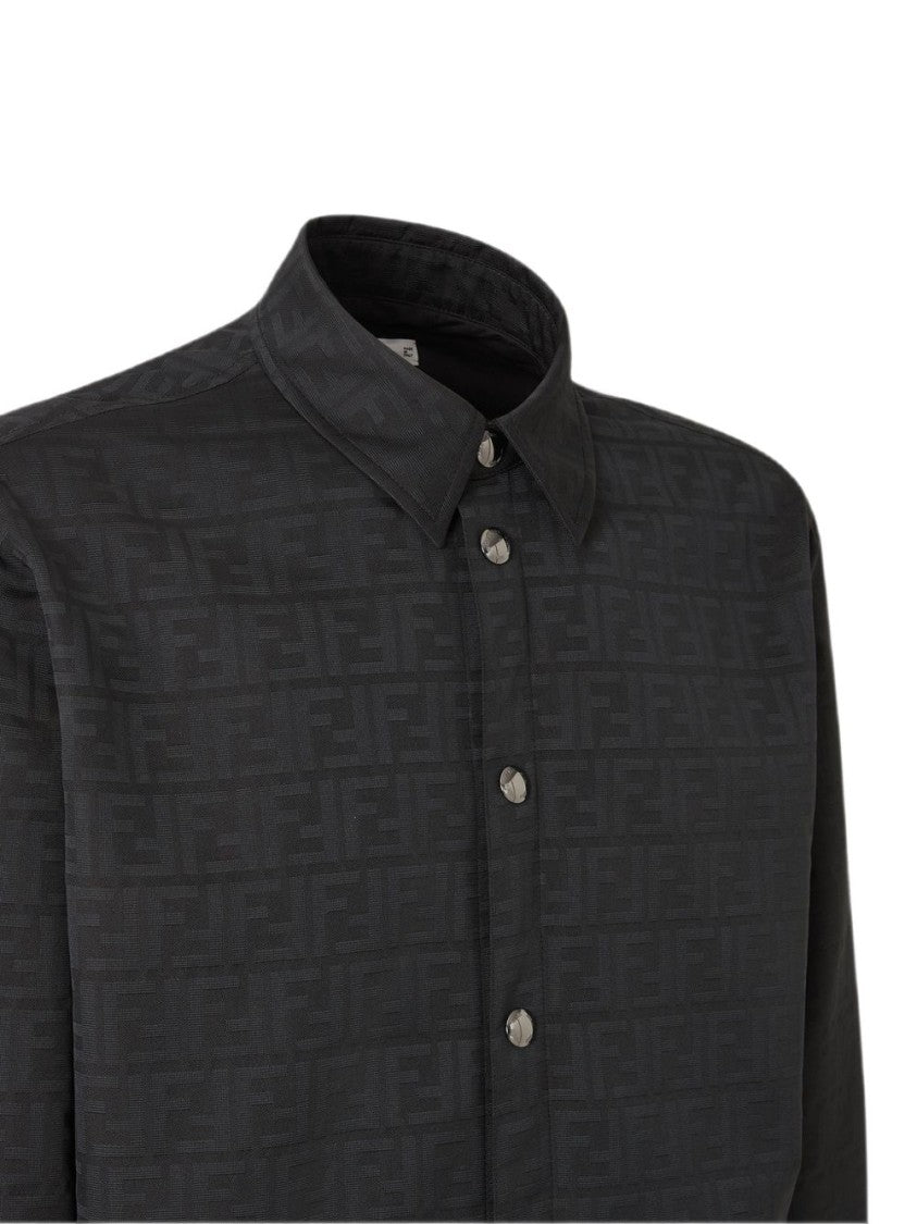 Fendi Casual Black Button-Up Jacket With Embossed Texture