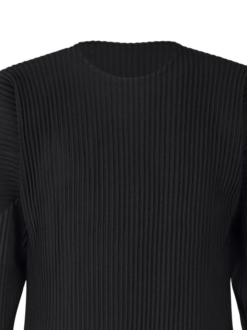 Homme Plissé Issey Miyake Black Structured Shoulder Pleated Top