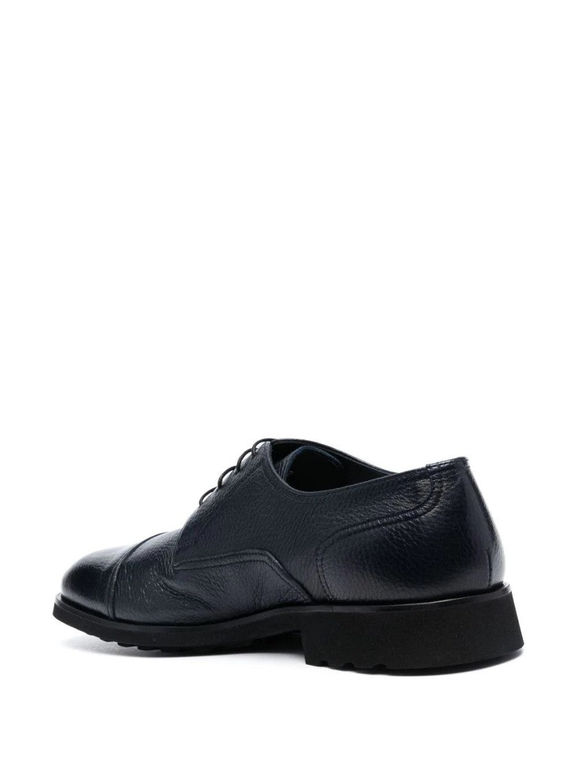 Casadei Blue Anticato Textured Leather Formal Shoes
