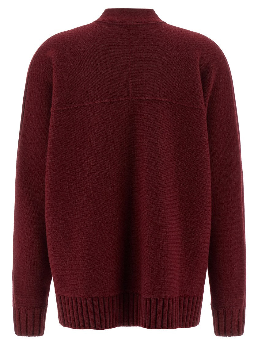 Gucci Comfort Fit Burgundy Cardigan With Trompe L'oeil Pockets