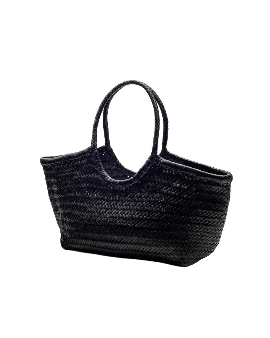 Dragon Diffusion Nantucket Basket Big Black Handwoven Buffalo Leather Tote Bag