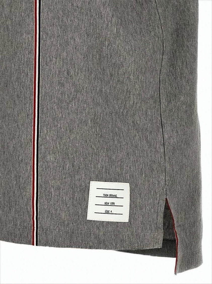 Thom Browne Short-Sleeved Polo Shirt With Classic Collar And Vertical Stripe Detail