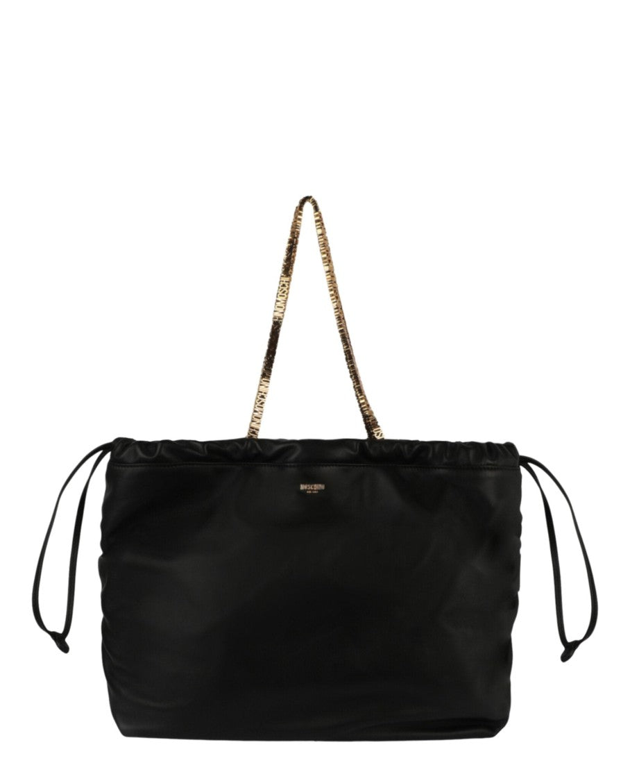 Moschino Drawstring Lettering Chain Shoulder Bag