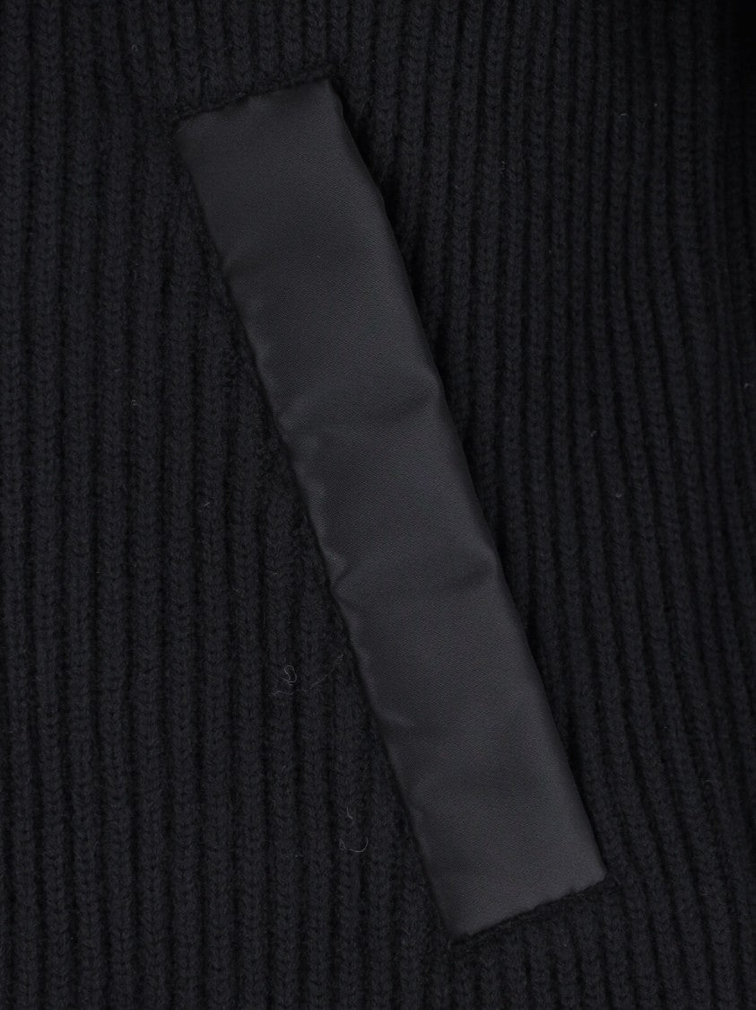 Sacai Black Wool Zip-Through Knit