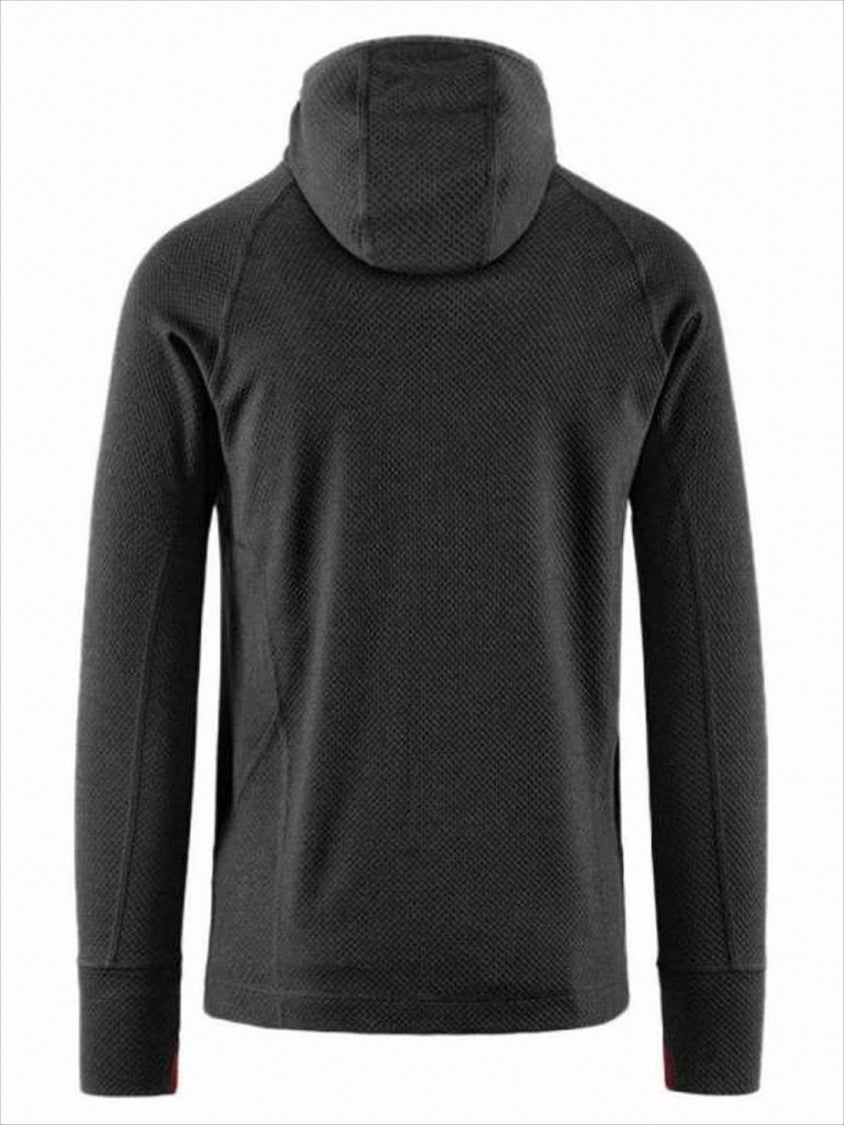 Klattermusen Textured Black Hooded Sweatshirt With Raglan Sleeves