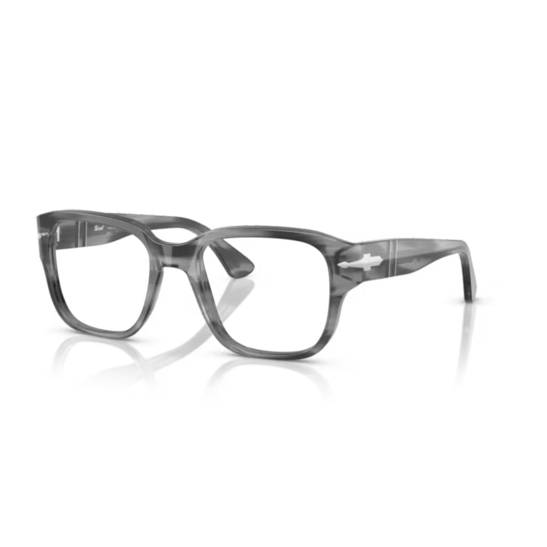 Persol 0Po3374v Translucent Grey Acetate Eyeglasses With Silver-Tone Accents