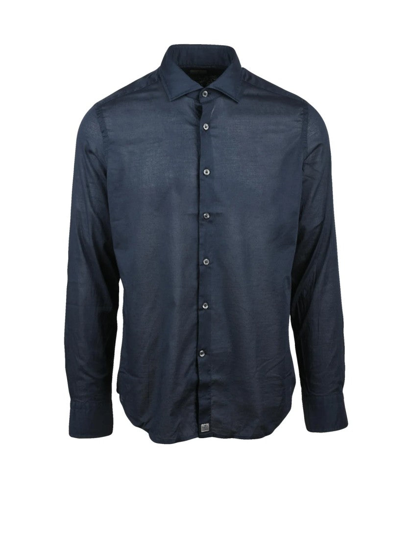Sonrisa Navy Blue Slim Fit Shirt With Classic Collar And Button-Down Front