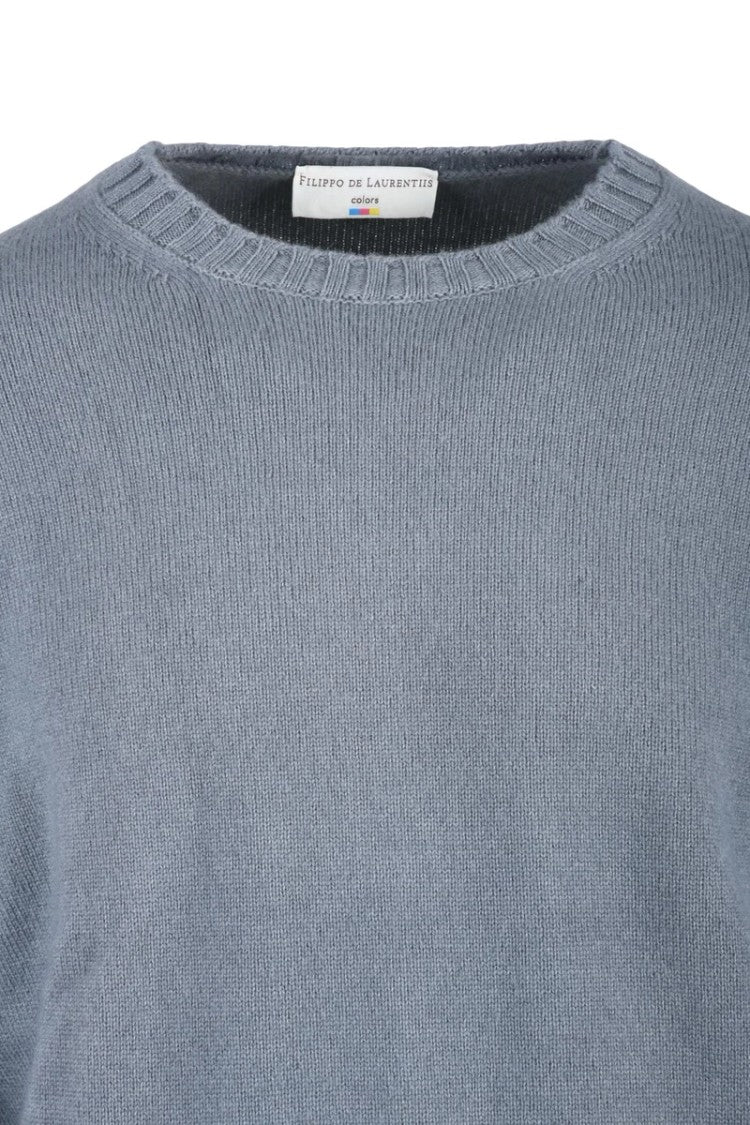 Filippo De Laurentiis Grey Virgin Wool Cashmere Men's Crew Sweater