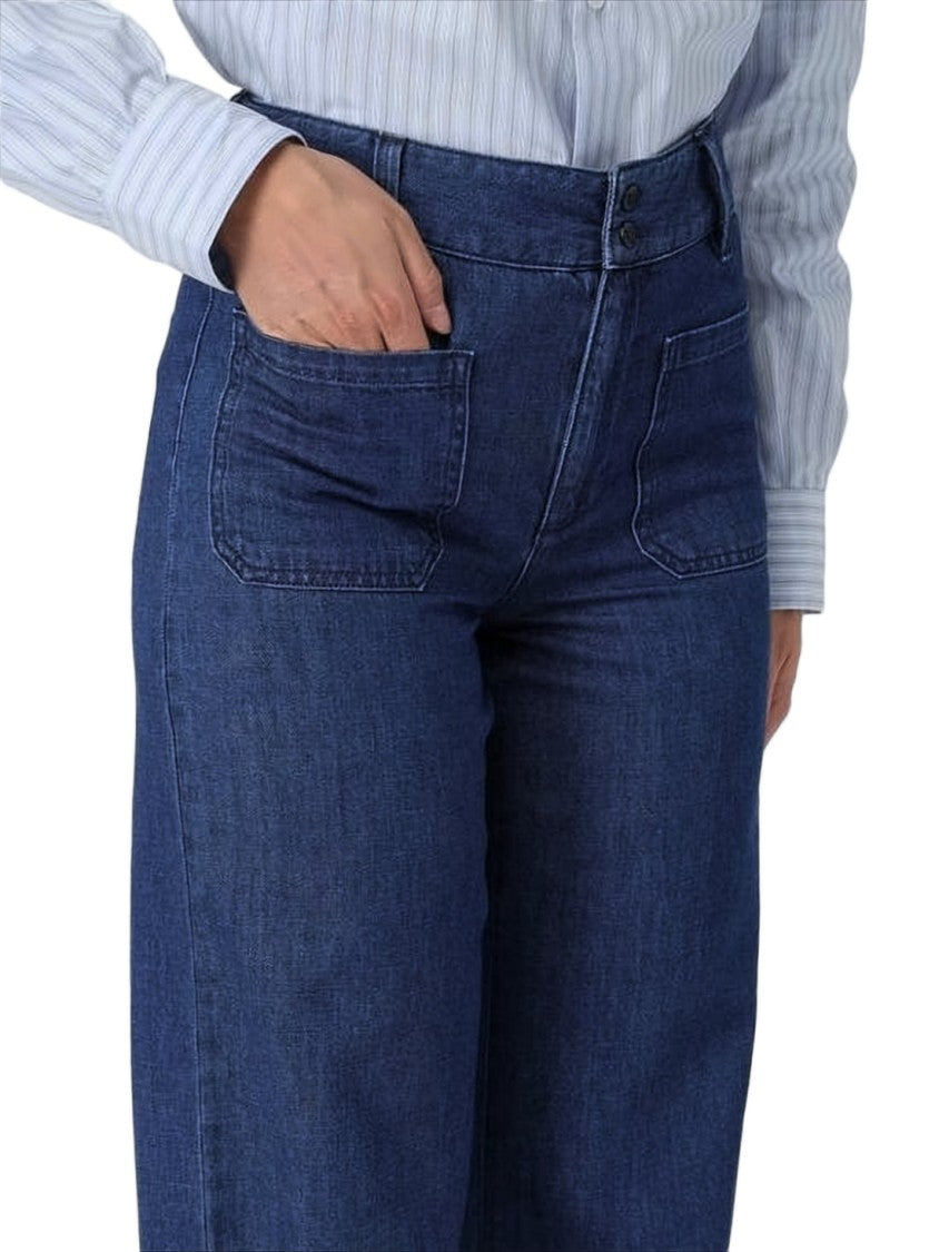 A.P.C. High-Waisted Wide-Leg Denim Pants With Double-Button Closure