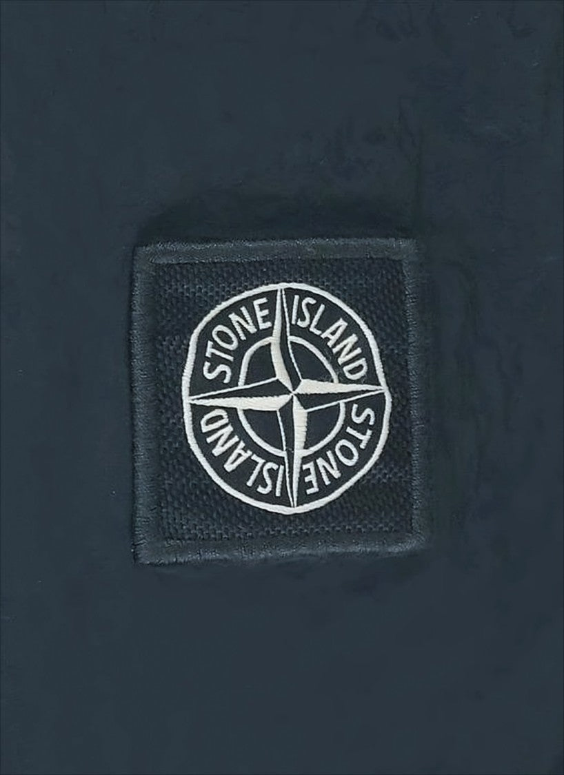 Stone Island Blue Polyamide Shorts With Buttoned Closure