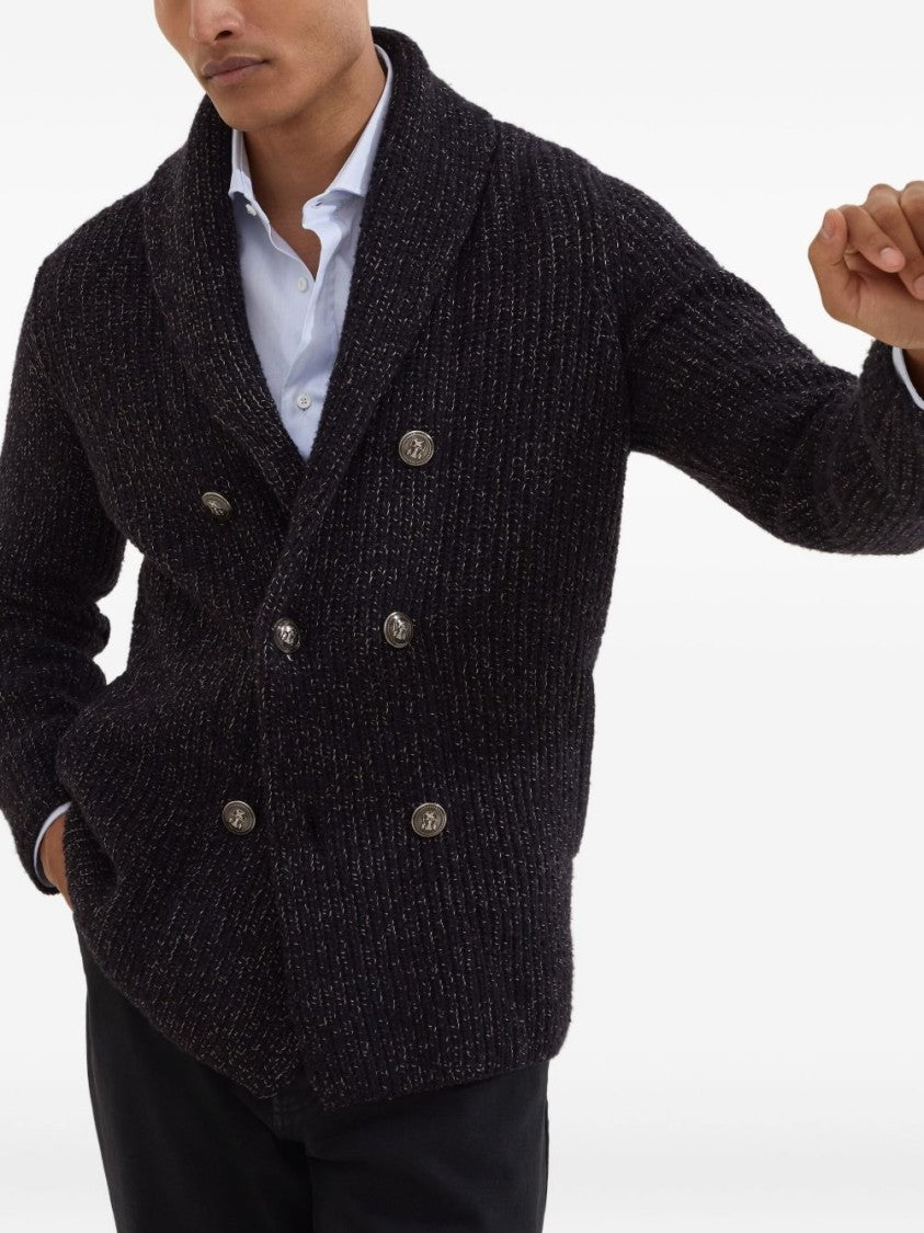 Brunello Cucinelli Textured Knit Double-Breasted Jacket