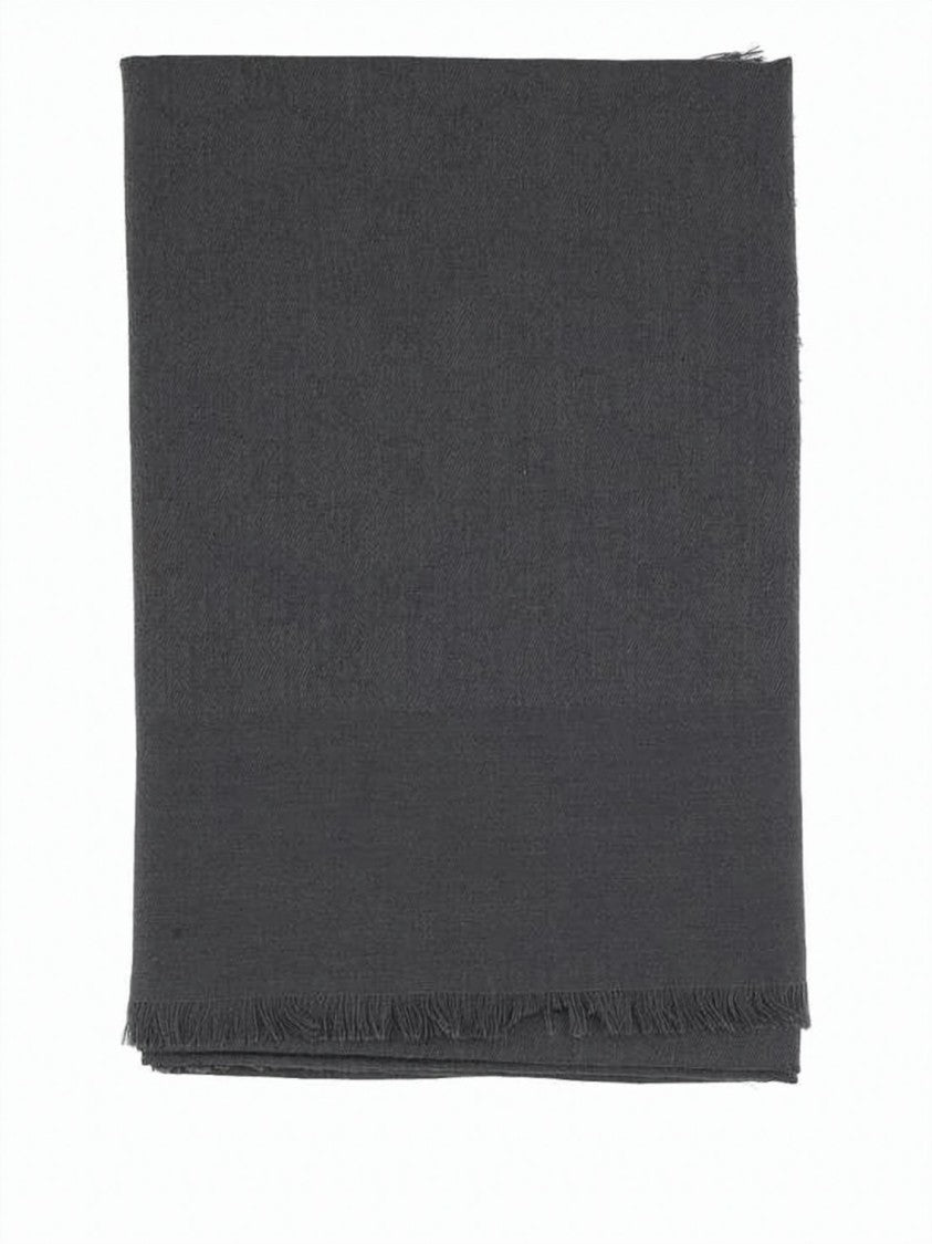 Gucci Jacquard Wool And Silk Blend Shawl With Fringed Edges
