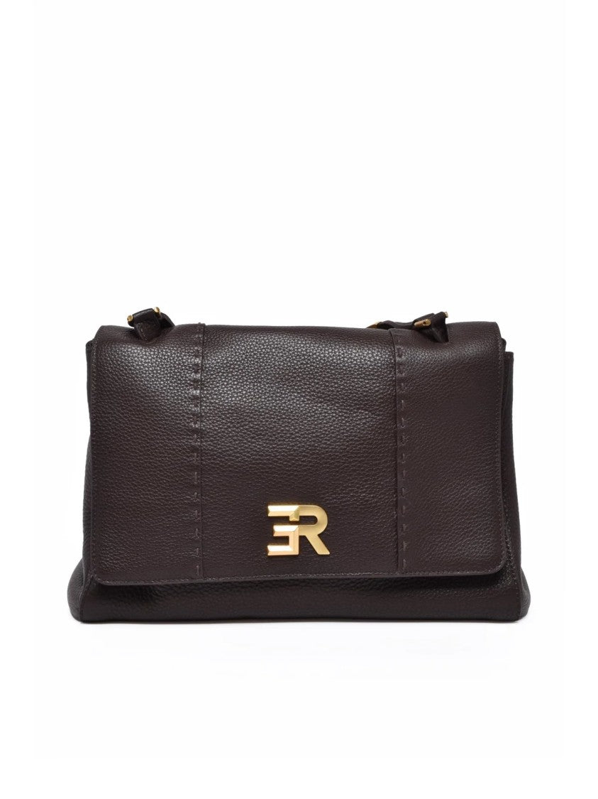 Ermanno Firenze Arabella Handbag With Textured Leather And Gold Chain Accents