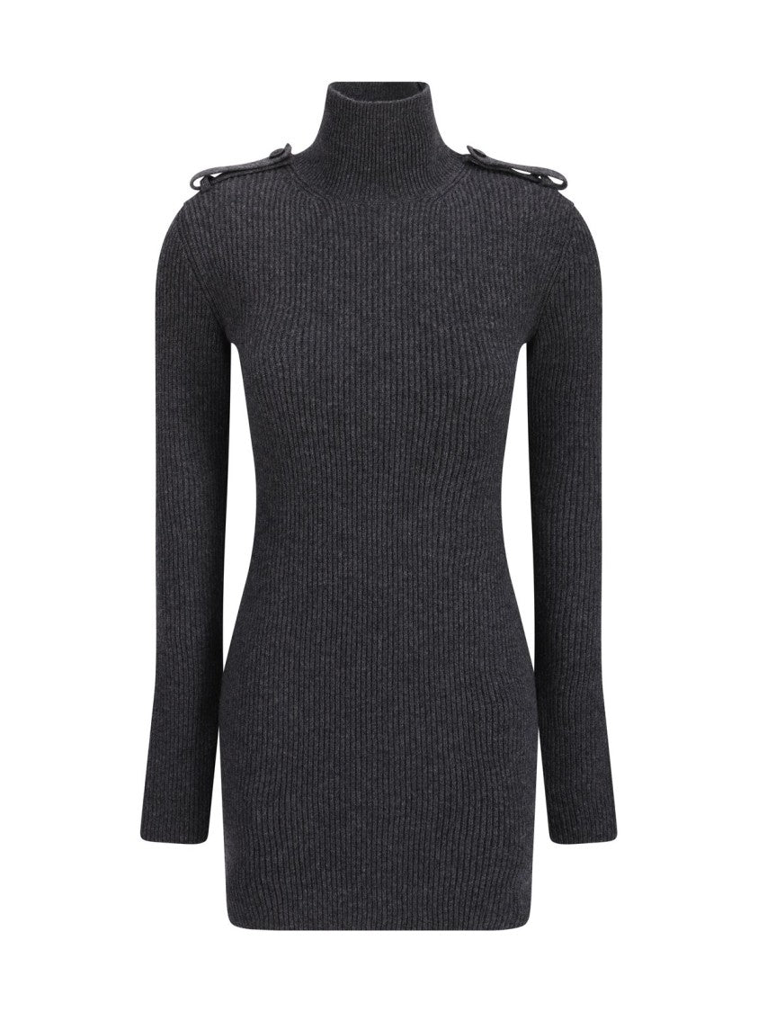 Alexander Mcqueen Refined Grey Dress In Wool And Cashmere Blend