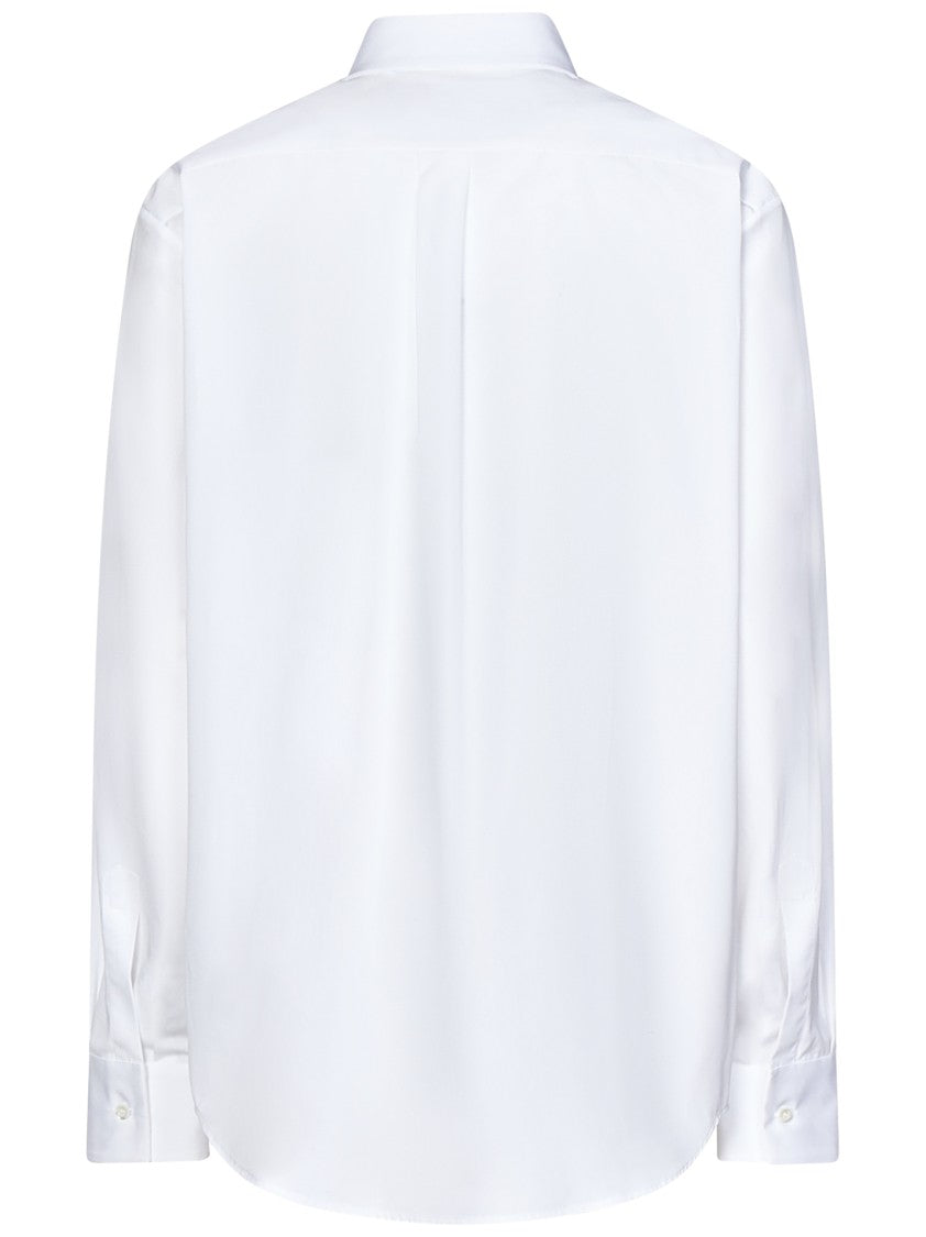 Dsquared2 Cotton Poplin Tuxedo Shirt With Pleated Plastron And D.C. Embroidery