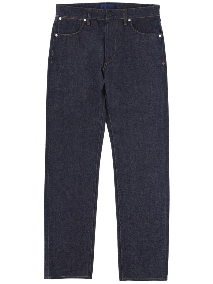 Stone Island Straight-Leg Indigo Contrast Stitching Jeans