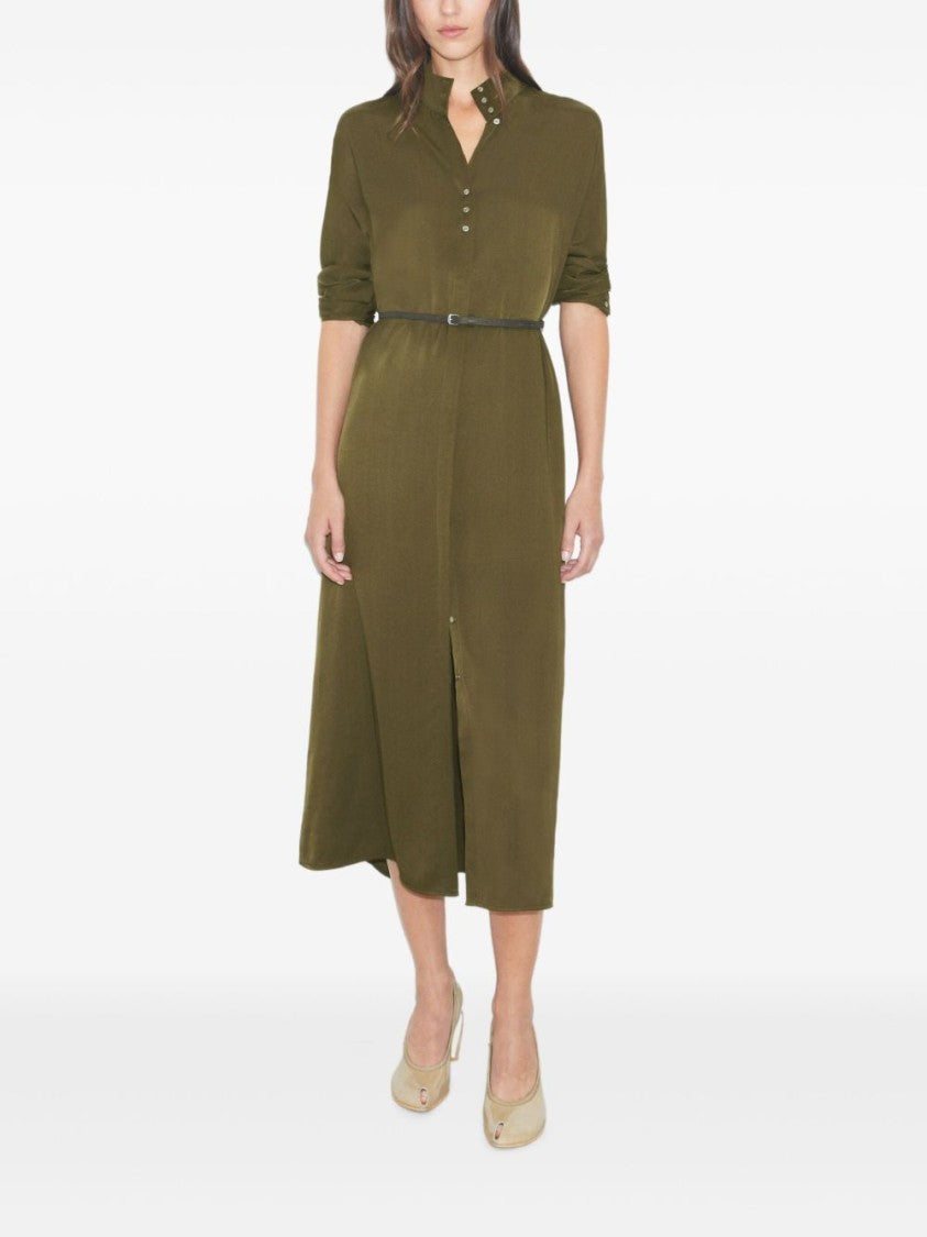 Tory Burch Midi Green Dress With High Collar
