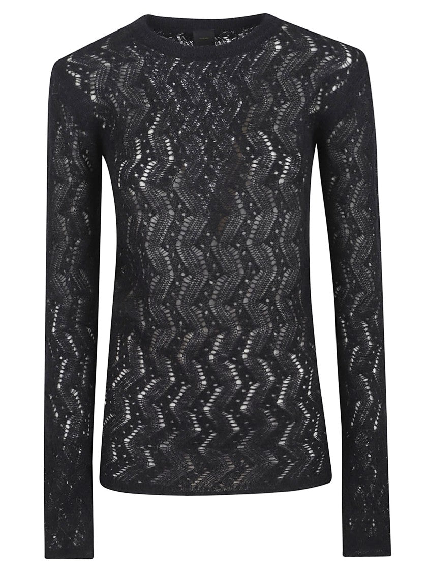 Pinko Lace-Patterned Semi-Sheer Knit Top