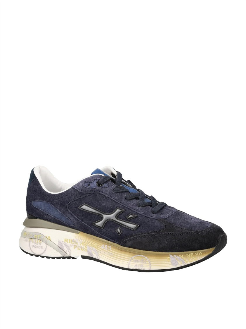 Premiata Navy Low-Profile Suede Vintage Sneakers