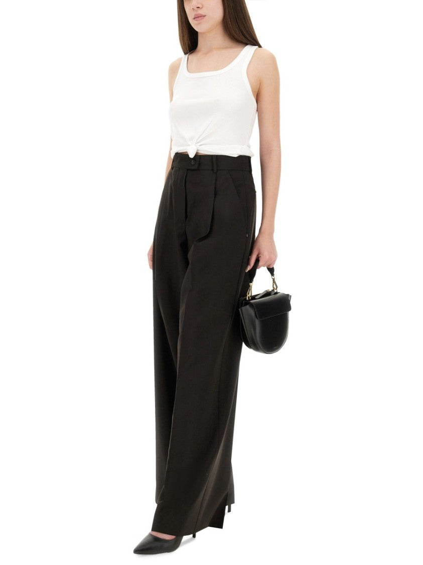 Sportmax Wide Leg Pants With High Waist And Front Pleats