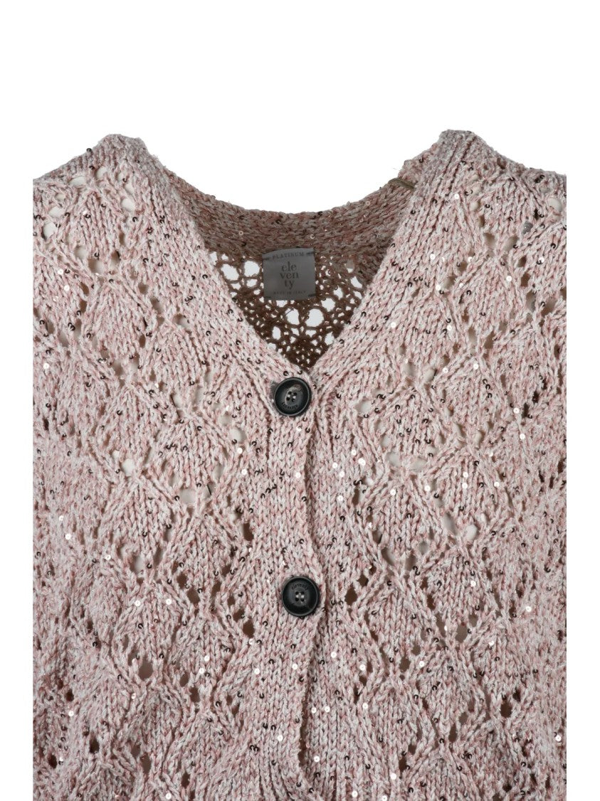 Eleventy Pink Cotton Polyamide Polyester Short Cardigan