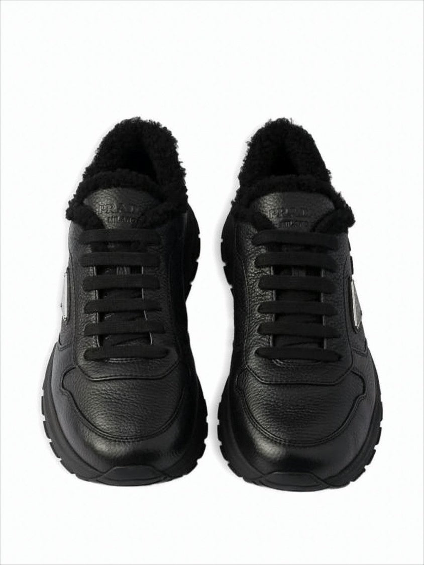 Prada Textured Cowhide Leather Sneakers