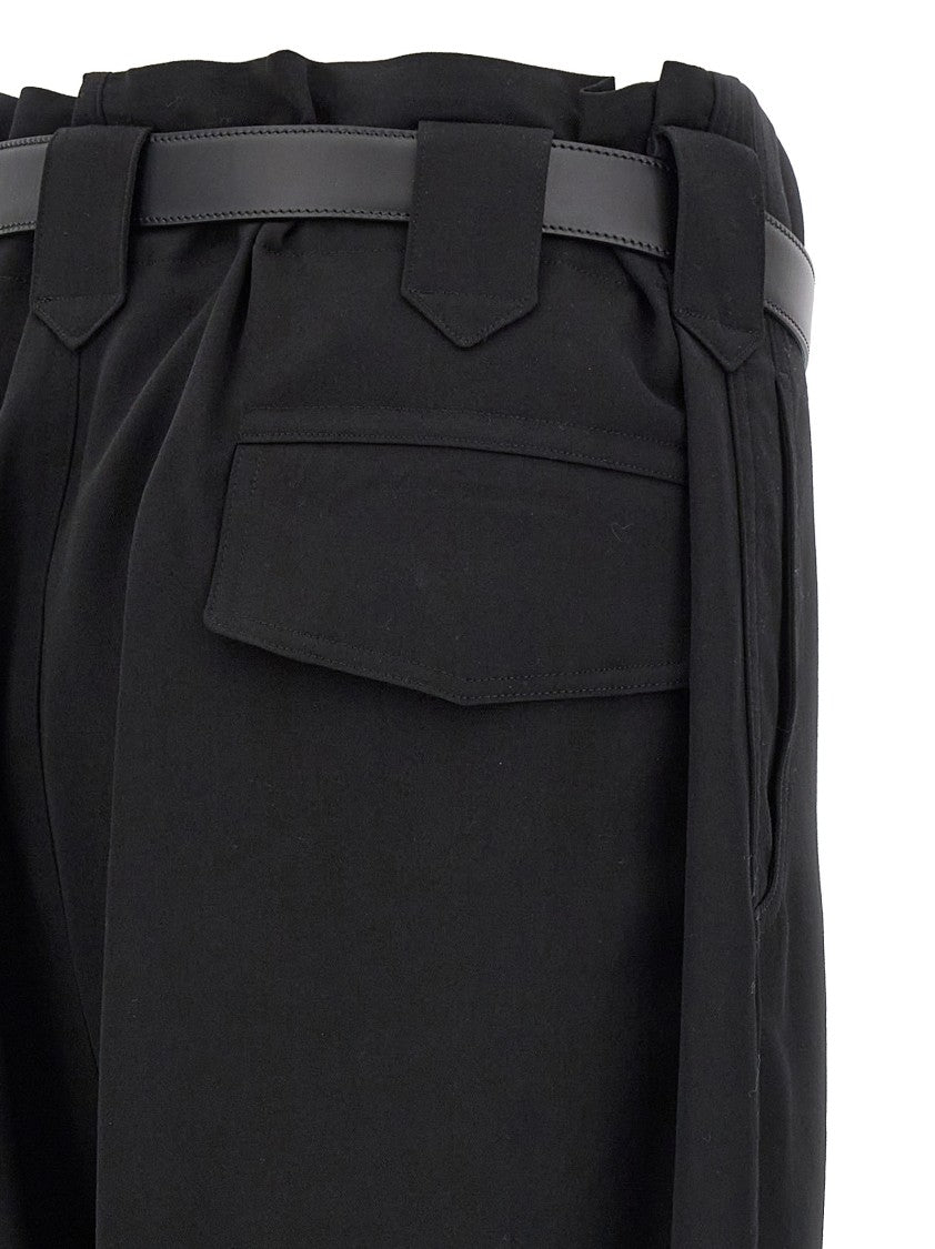 Yohji Yamamoto Oversized Black Wool Gabardine Cargo Pants