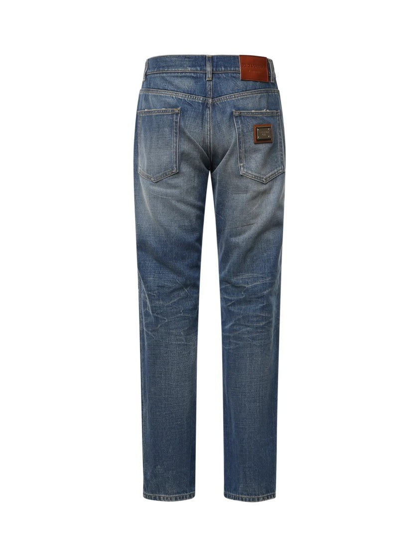 Dolce & Gabbana Blue Distressed Denim Skinny Jeans