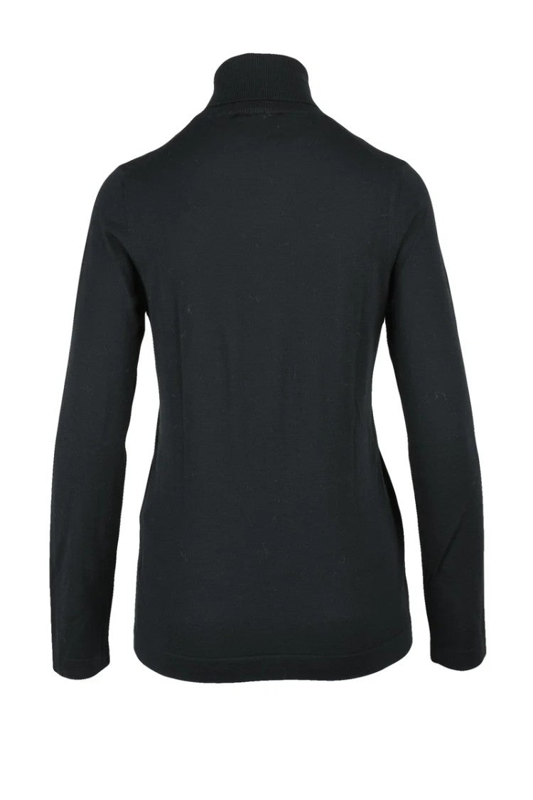 Goes Botanical Fitted Black Turtleneck In Merino Wool