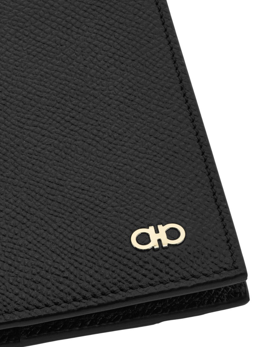 Ferragamo Textured Bi-Fold Micro Gancio Wallet