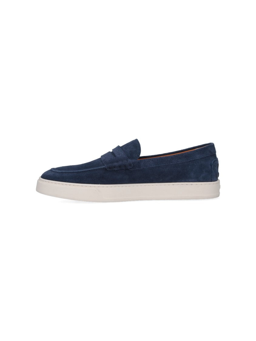 Tod's Deep Navy Blue Suede Loafers