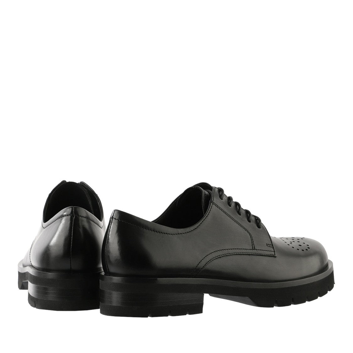Högl Black Rocky Low-Cut Decorative Perforations Leather Shoes