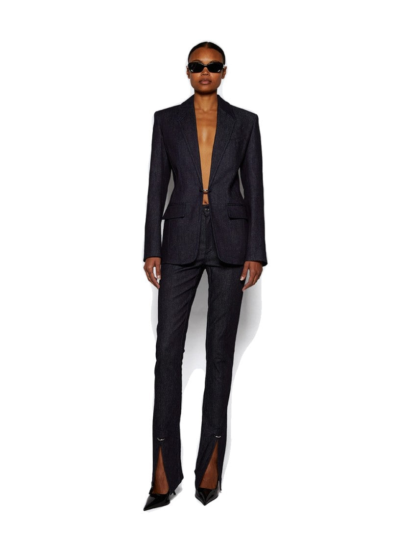 Mugler Pierced Tailored Jacket Raw Blue