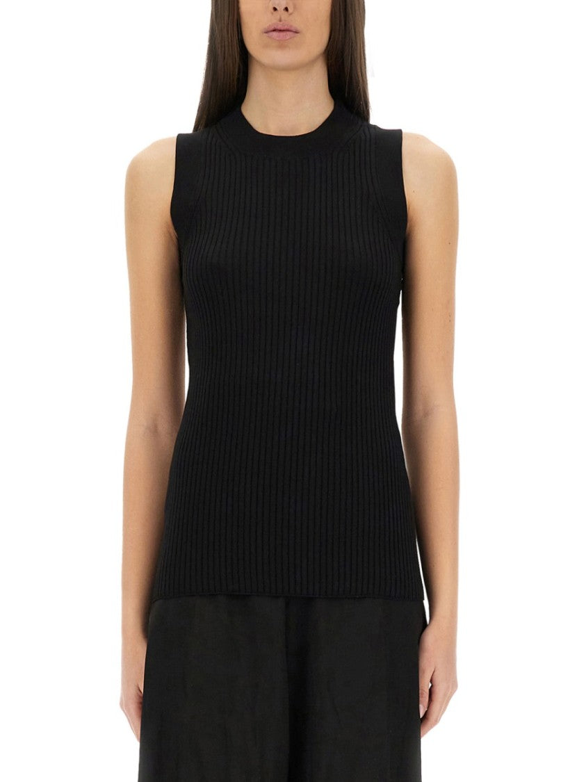Sportmax Ribbed Cotton Sleeveless Top With Fitted Silhouette